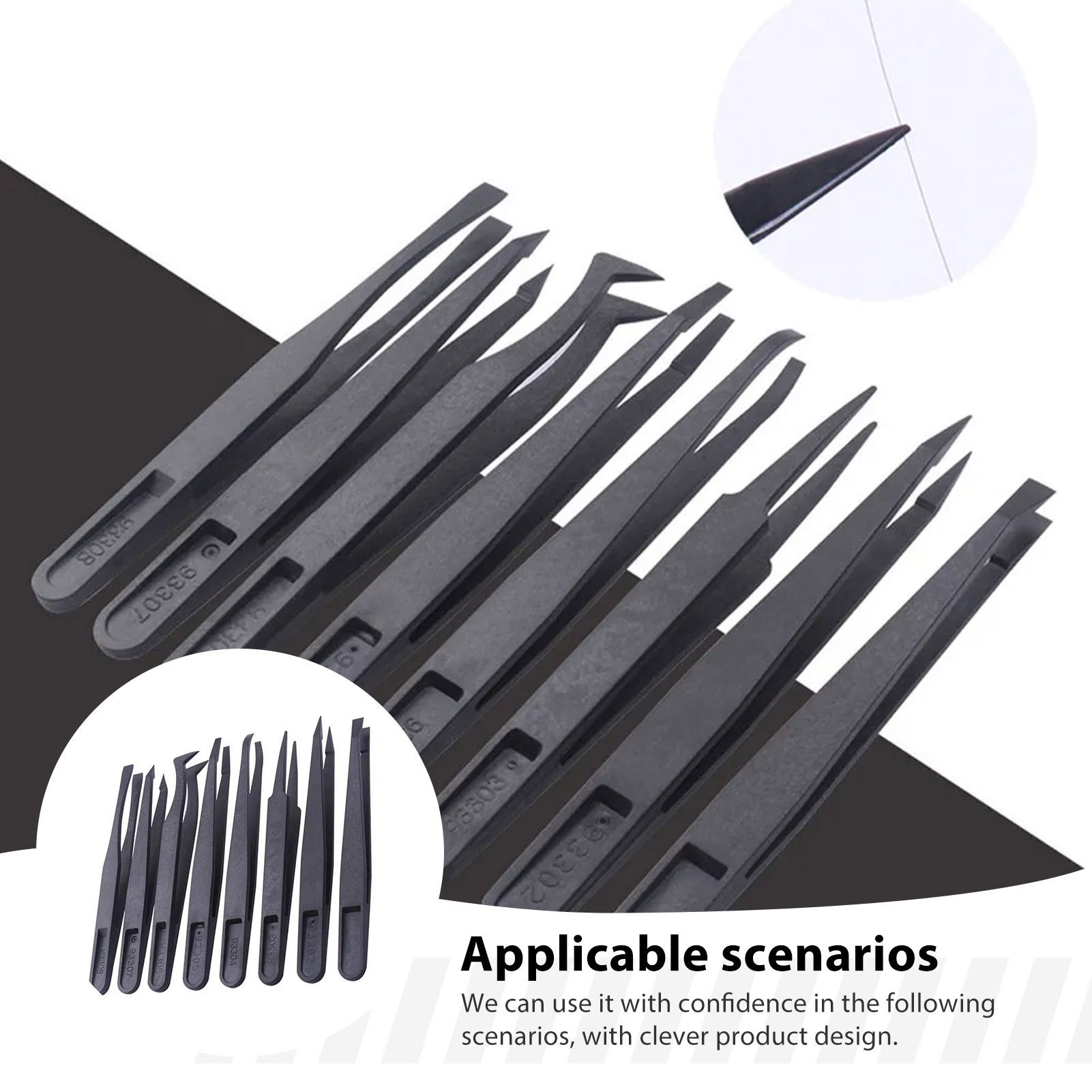 Model Kit Tool Set - 8pcs Carbon Fiber Tweezers Set Antistatic